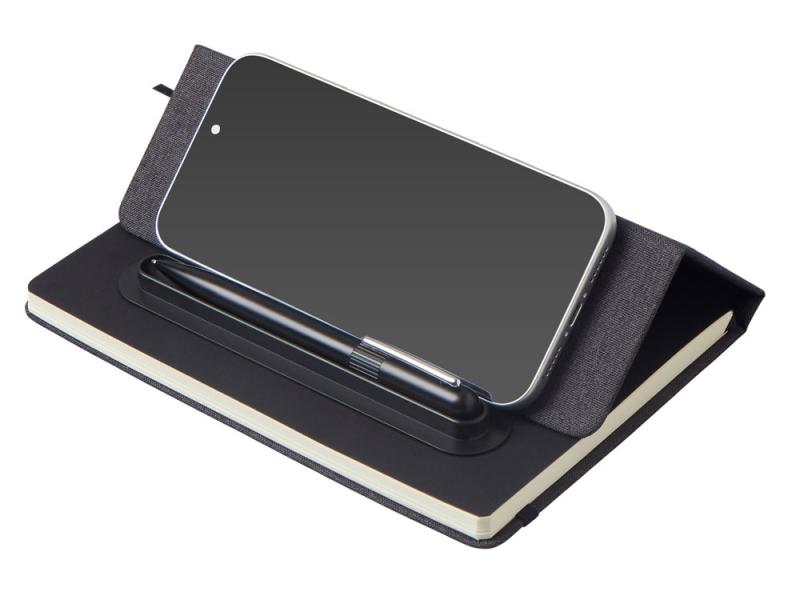 Блокнот А5 NotaBene с металлической шариковой ручкой и подставкой для телефона