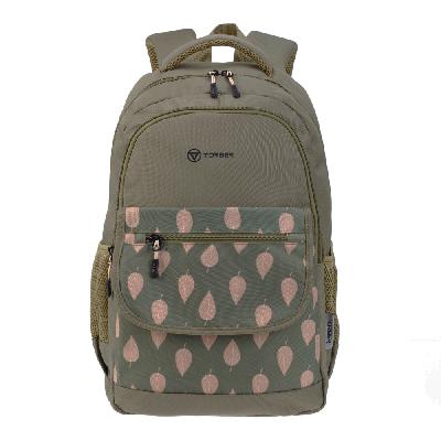 Рюкзак TORBER CLASS X,  с орнаментом "Листья", полиэстер 900D, 45 x 30 x 18 см