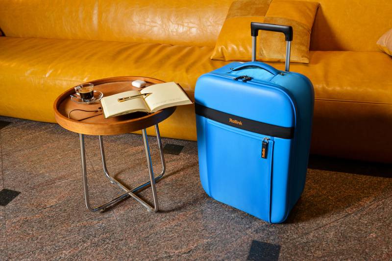 Чемодан складной Rollink Aura 55x40x20 см, 2 колеса, синий