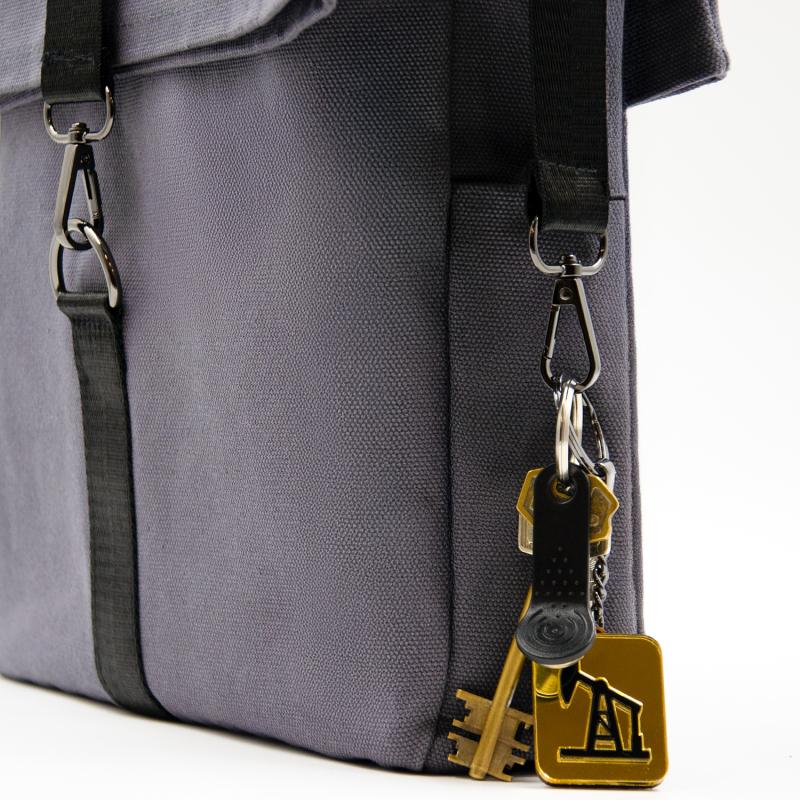 Шоппер Superbag Companion, с тремя отделениями, боковым креплением (карабин) и карманом (серый с черным)