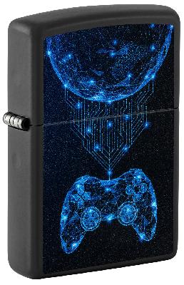 Зажигалка ZIPPO Gaming с покрытием Black Matte, латунь, овая, 38x13x57 мм