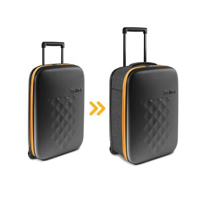 Чемодан складной Rollink Earth 55x40x20 см, 2 колеса, черный/оранжевый