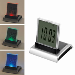 Часы настольные с разноцветной подсветкой "ДИСПЛЕЙ", 8,4х8,9х7,9 см, пластик, тампопечать