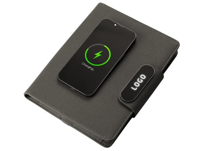 Подарочный набор Twilight: органайзер А5 с беспроводной зарядкой и металлическая шариковая ручка со светящимся логотипом