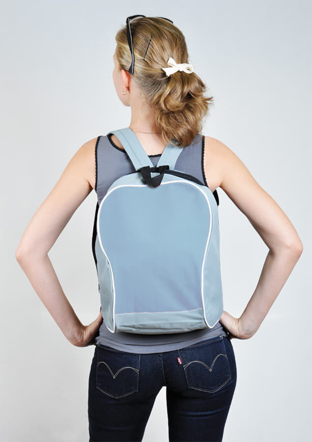 Промо-рюкзак "Fun", серый с голубым, 30х38х14 см, полиэстер, шелкография