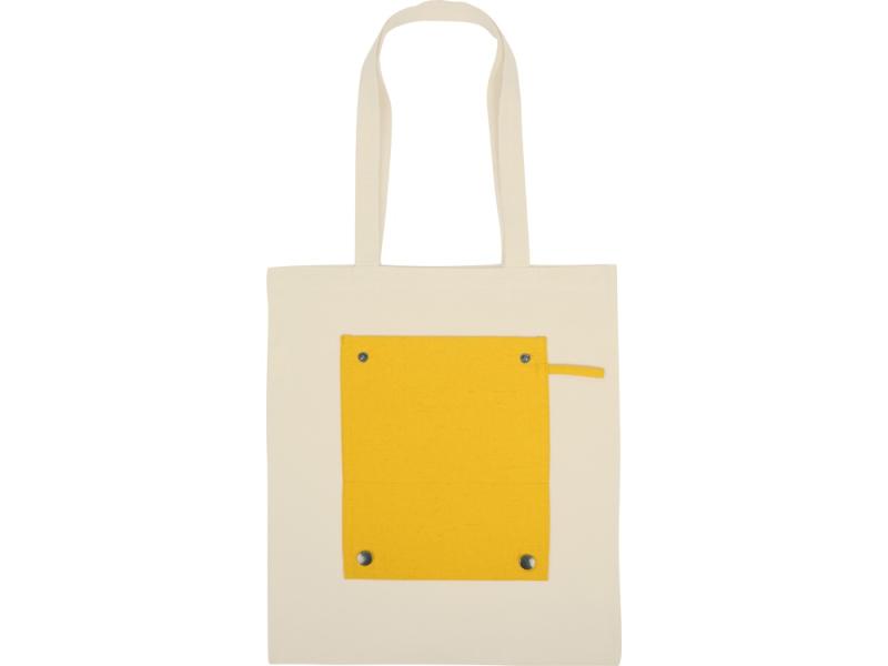 Складная хлопковая сумка для шопинга Gross с карманом, 180 г/м2