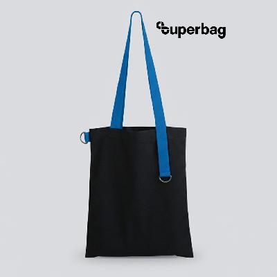 Шоппер Superbag black (чёрный с голубым)