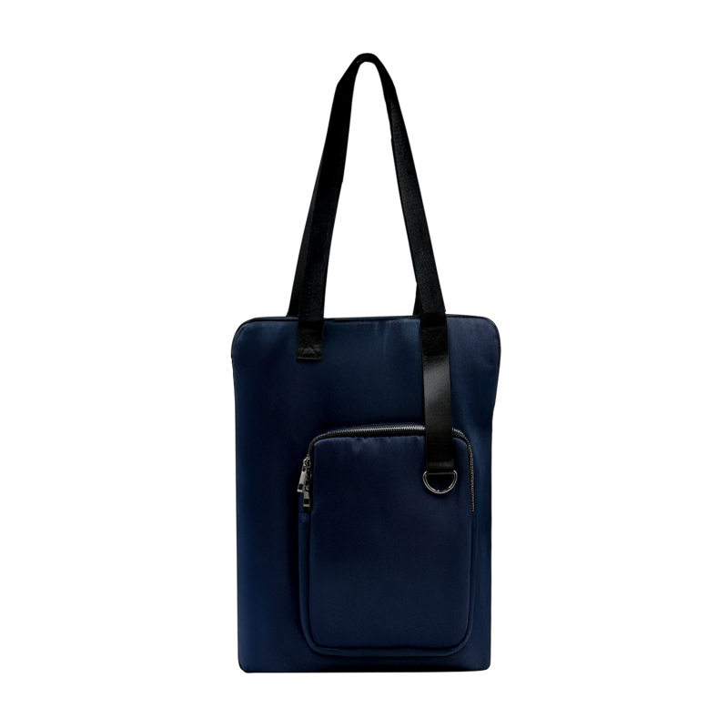 Шоппер Superbag Pocket, с внутренним креплением (карабин) и чехлом для мелочей (темно-синий с черным)