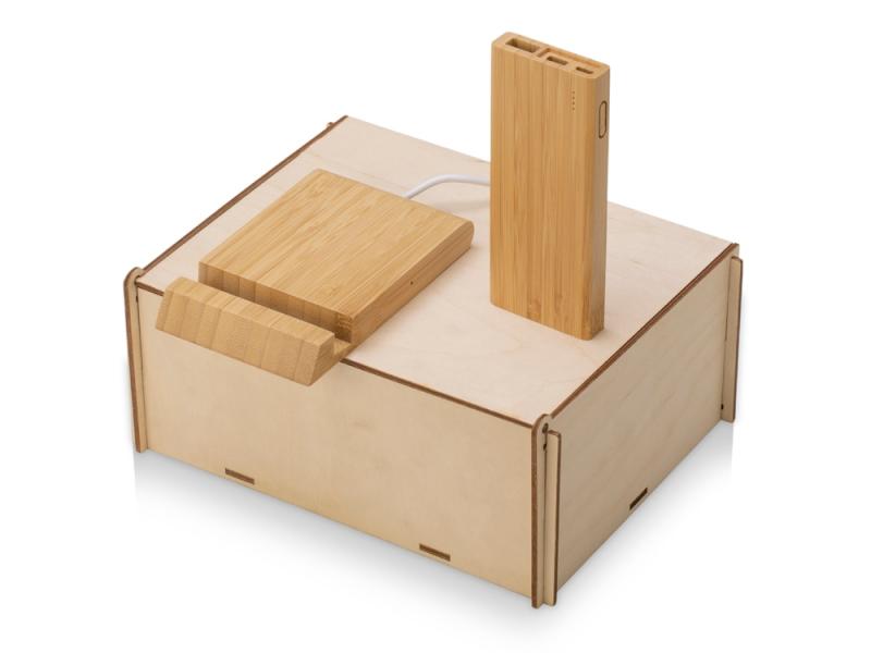 Подарочный набор с БЗУ и внешним аккумулятором Bamboo Set
