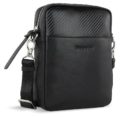 Сумка наплечная мужская BUGATTI Comet, воловья кожаполиэстер, 17х4,7х21 см