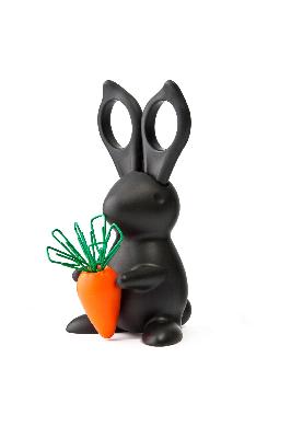 Ножницы и магнит со скрепками Bunny, чёрные