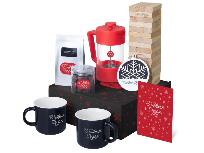 Подарочный набор Re:Together с френчпрессом, кружками и дженгой