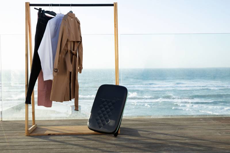 Чемодан складной Rollink Earth 55x40x20 см, 2 колеса, черный/зеленый