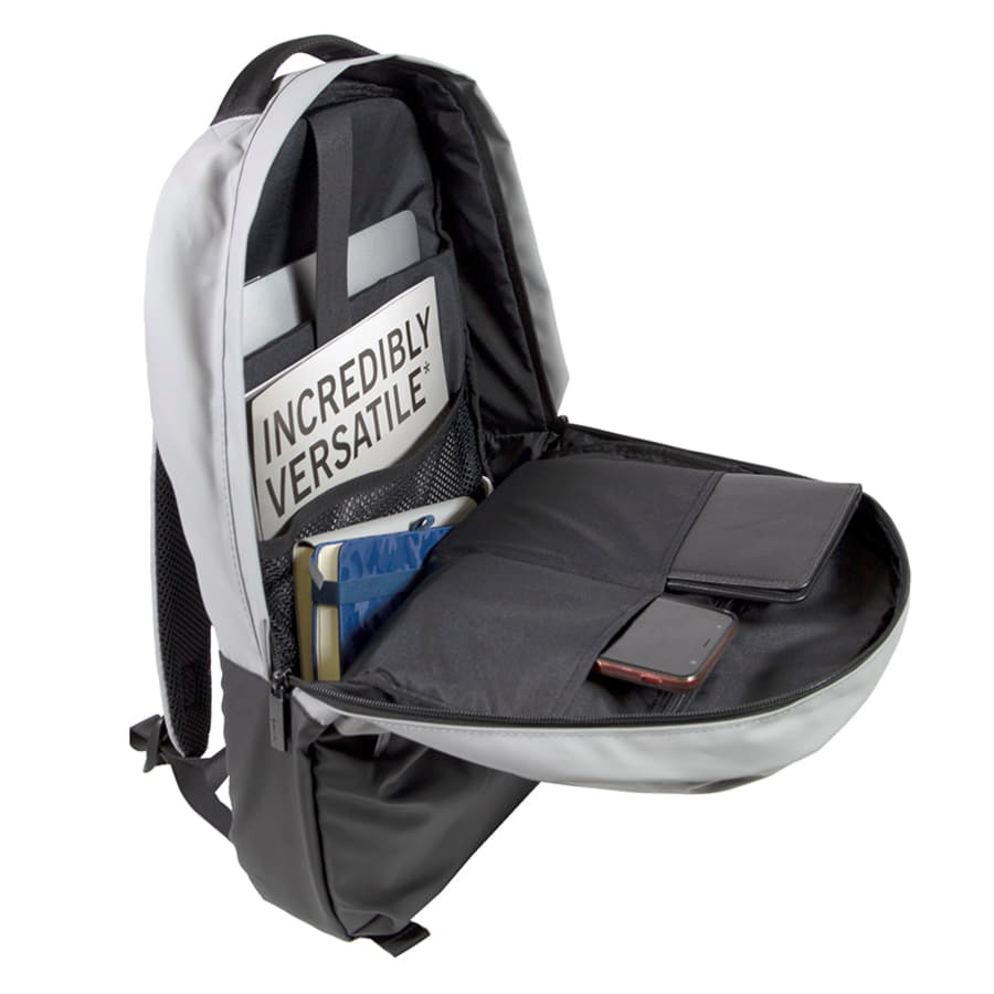 Рюкзак "Hugo", серый/черный, 43х30х10 см, осн. ткань:100% пл-р с пок-тием PU,подкладка:100% пл-р