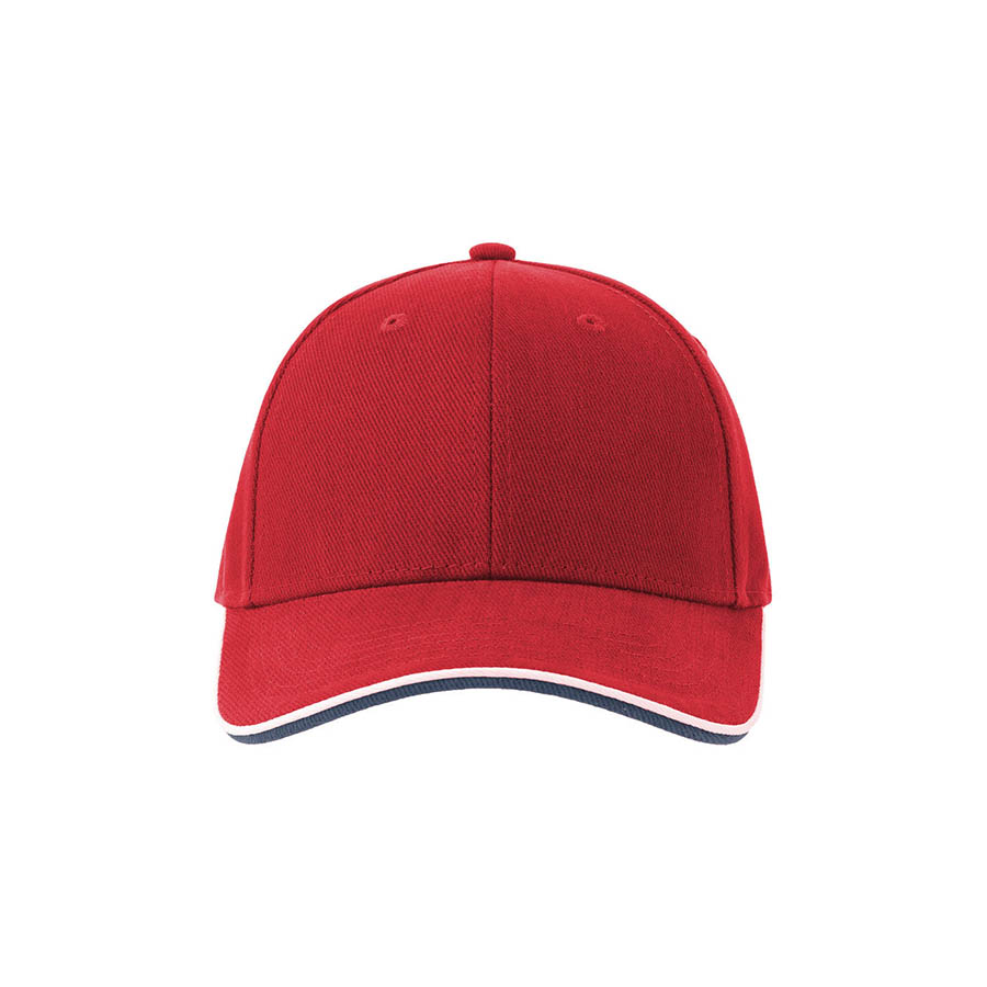Бейсболка PILOT PIPING SANDWICH-S, 6 клиньев, металл.заст, красный, 100% хлопок, 355 г/м2