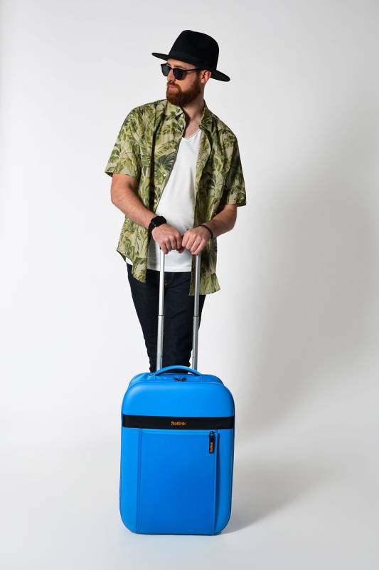 Чемодан складной Rollink Aura 55x40x20 см, 2 колеса, синий
