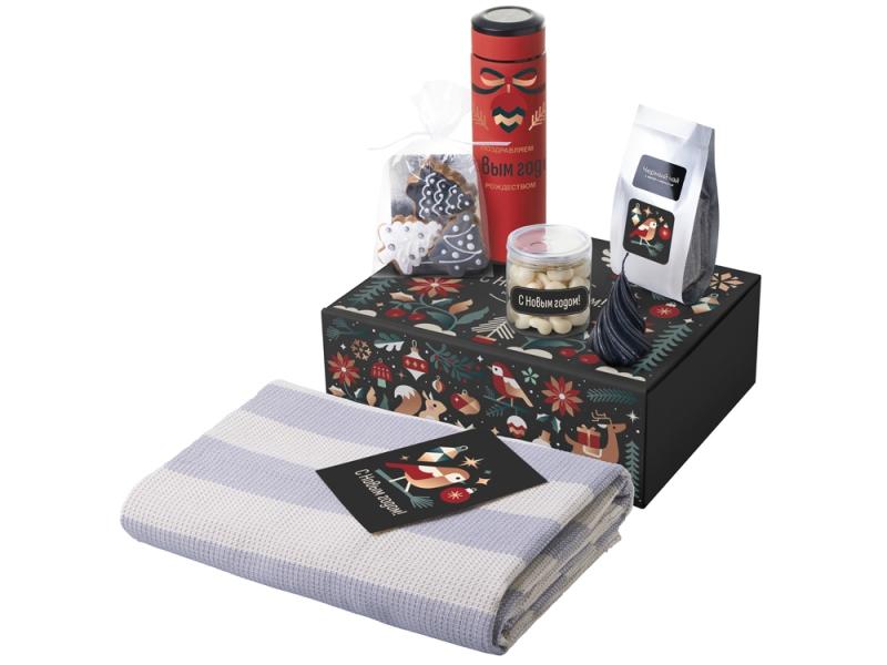 Подарочный набор Re:Warm с пледом, термосом и свечой