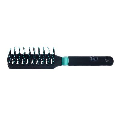 Щетка Dewal Beauty серия "Бирюза" продувная с нейлон,штифтом, прямоугольная 9 ряд