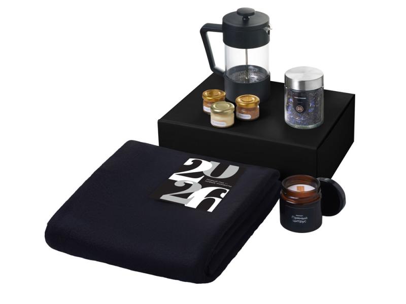 Подарочный набор Re:Moments с пледом, френчпрессом и медом