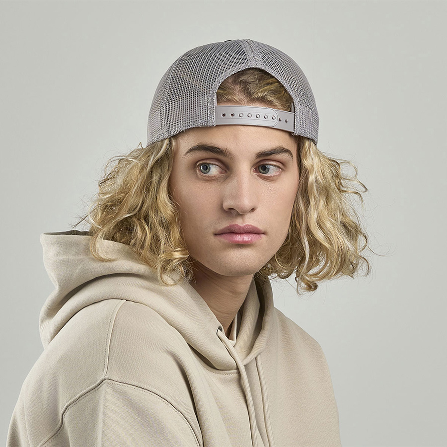 Бейсболка "RAPPER CANVAS", 5 клиньев, серый/черный, пласт.заст, 100% хлопок,100% полиэстер, 260 г/м2