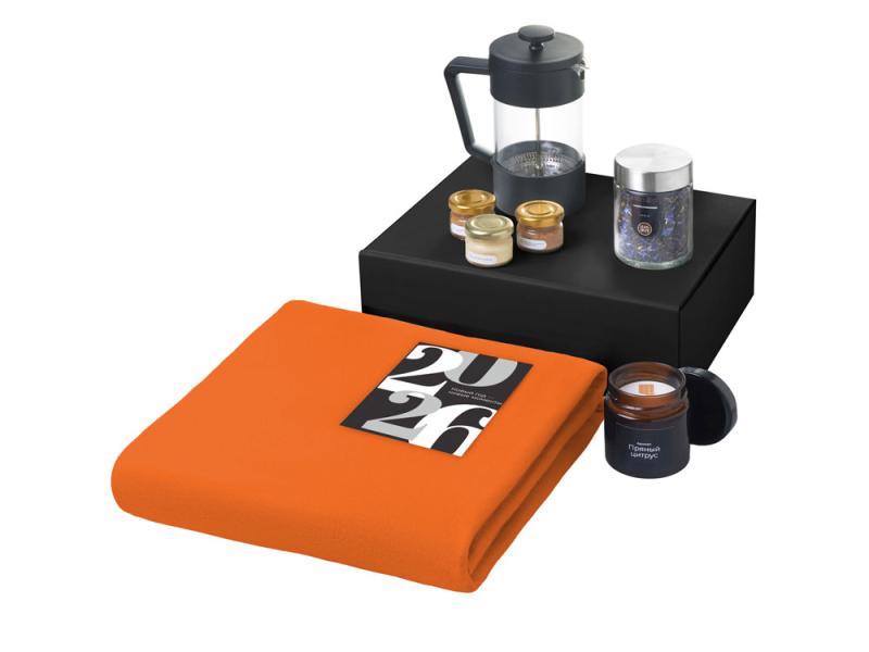 Подарочный набор Re:Moments с пледом, френчпрессом и медом