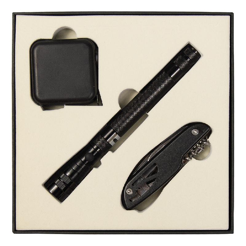 Набор подарочный Solution Superior Trio (Фонарь телескопический Tools Flashlight, рулетка Tools Master, 3 метра, нож складной многофункциональный Tools Driver, 7 в 1)