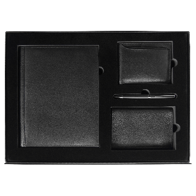 Набор подарочный Solution Prestige Quardo  (суперобложка из натуральной кожи, обложка для паспорта, ручка шариковая, кошелек с картхолдером)