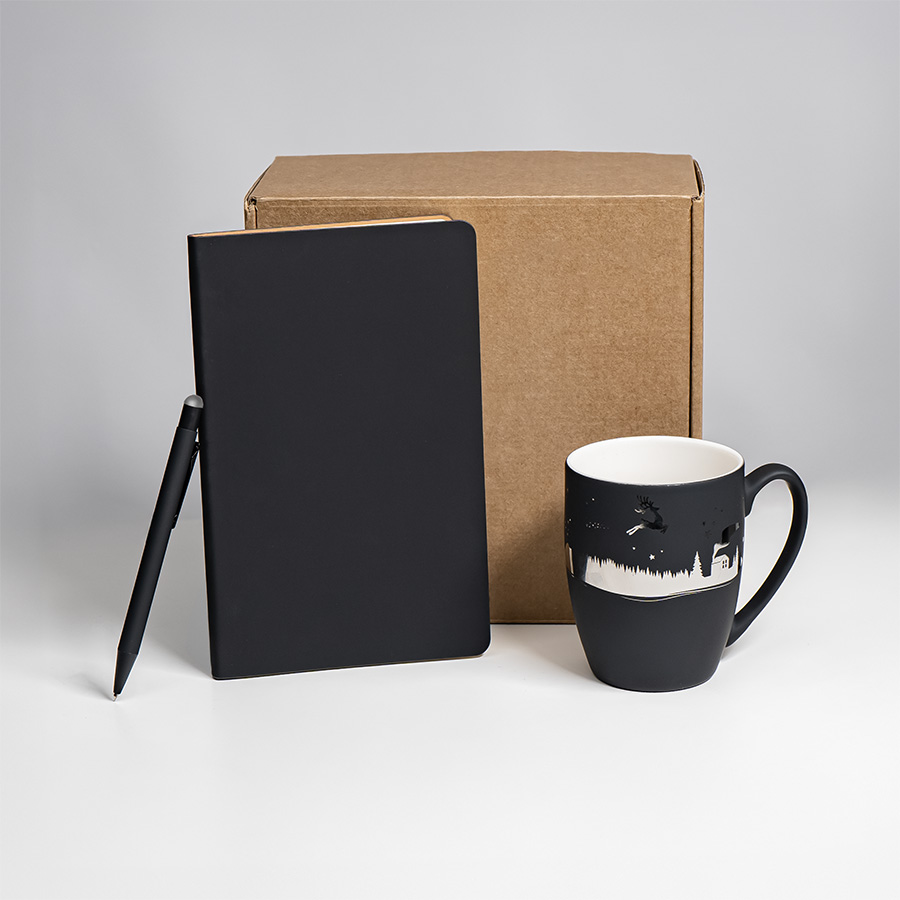 Набор подарочный ARISTOCRATIC: ежедневник, ручка, кружка, черный/золото