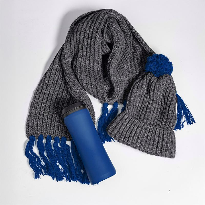 Набор подарочный COLD NIGHT: шарф и шапка, термокружка, красный