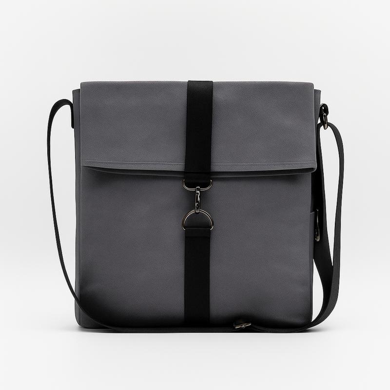 Шоппер Superbag Companion, с тремя отделениями, боковым креплением (карабин) и карманом (серый с черным)