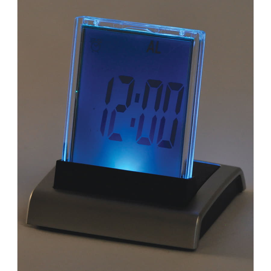 Часы настольные с разноцветной подсветкой "ДИСПЛЕЙ", 8,4х8,9х7,9 см, пластик, тампопечать