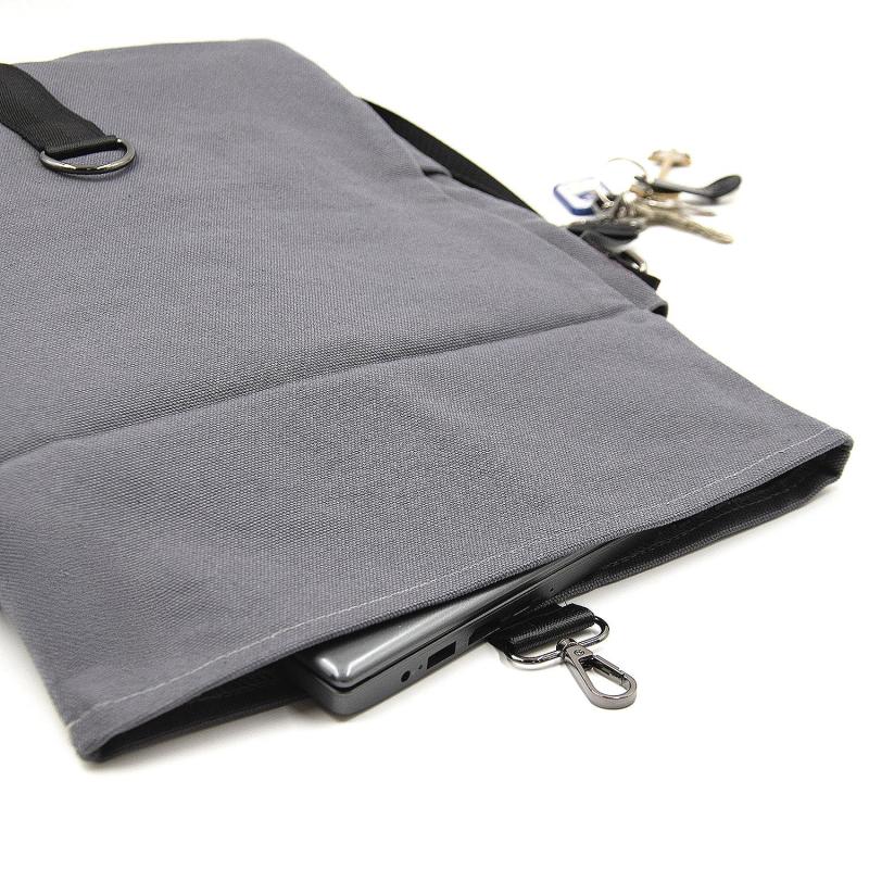 Шоппер Superbag Companion, с тремя отделениями, боковым креплением (карабин) и карманом (серый с черным)