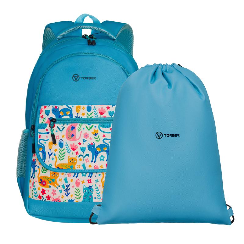 Рюкзак TORBER CLASS X,  с орнаментом, 45 x 30 x 18 см  Мешок для сменной обуви в подарок!