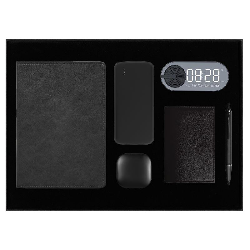 Набор подарочный Solution Prestige Sei (Ежедневник, беспроводной аккумулятор, зарядный кабель, колонка, ручка)