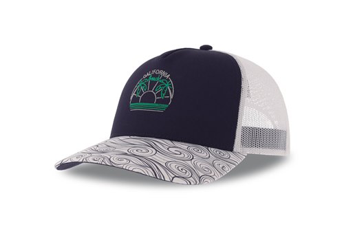 Образец бейсболка с кастомизацией LAB2468, тёмно-синий, белый, лоб 100% хлопок, сетка 100% полиэстер