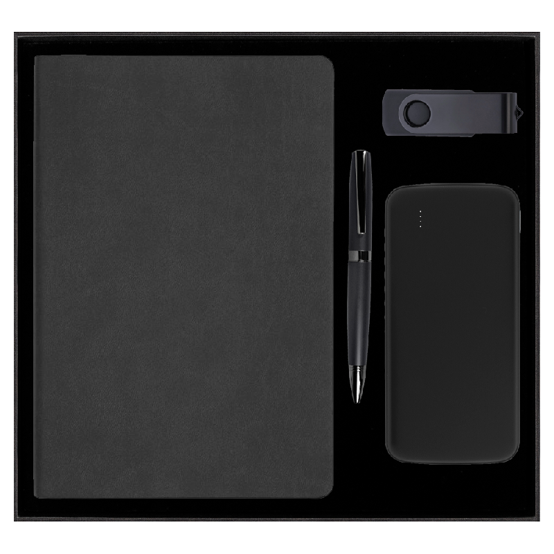 Набор подарочный Solution Prestige Quadro (ежедневник, флешка, внешний аккумулятор, ручка)