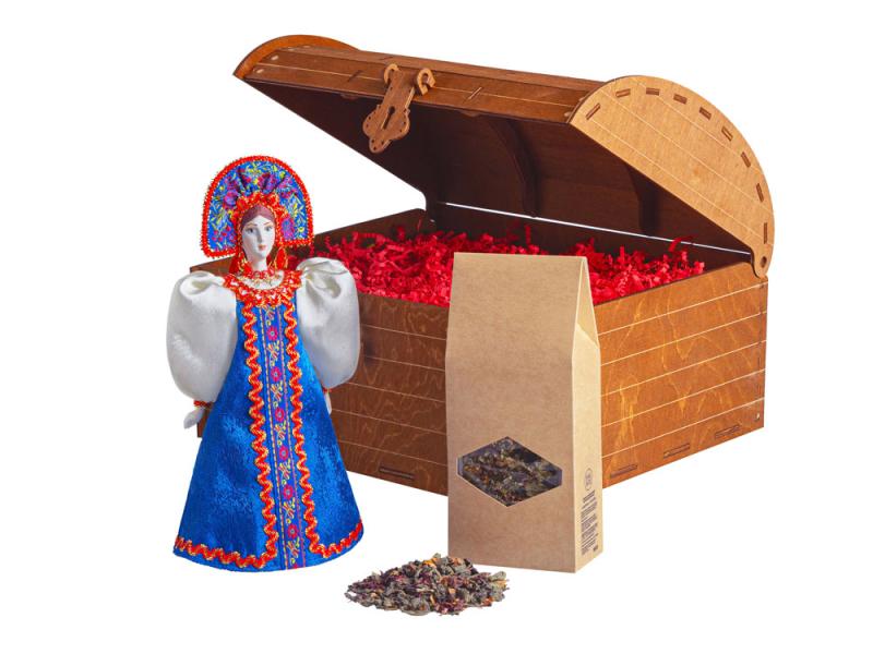 Подарочный набор: кукла фарфоровая, чай Малина с мятой