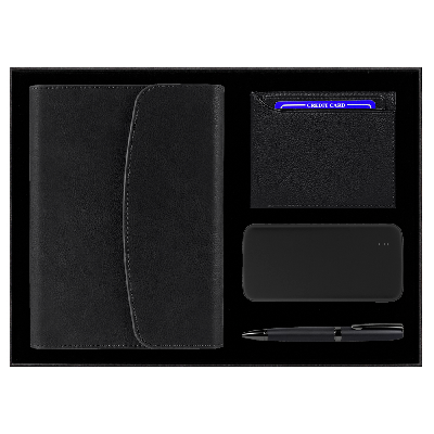 Набор подарочный Solution Prestige Quadro ( ежедневник в суперобложке, кошелек, внешний аккумулятор, ручка)