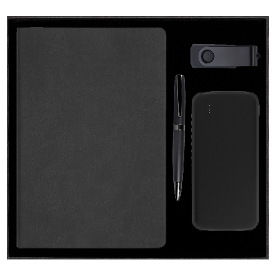 Набор подарочный Solution Prestige Quadro (ежедневник, флешка, внешний аккумулятор, ручка)