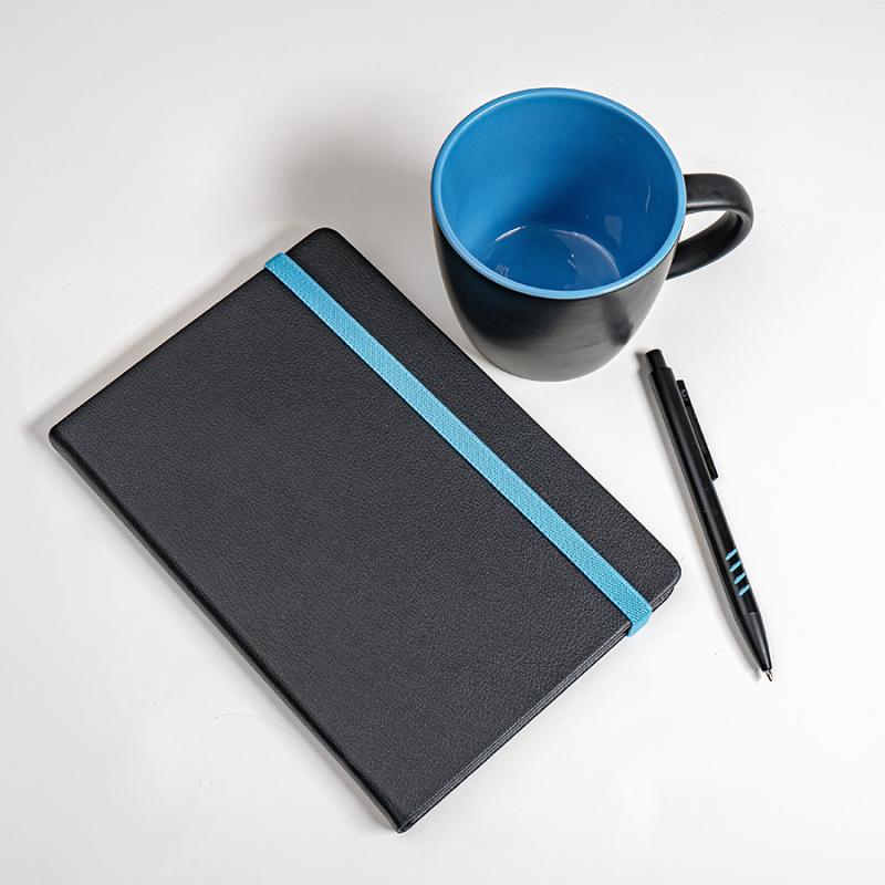 Набор подарочный HYPER: кружка, ежедневник, ручка, черный/голубой