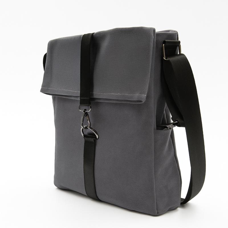 Шоппер Superbag Companion, с тремя отделениями, боковым креплением (карабин) и карманом (серый с черным)