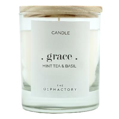 Свеча ароматическая the olphactory, grace,  tea&basil, 40 ч