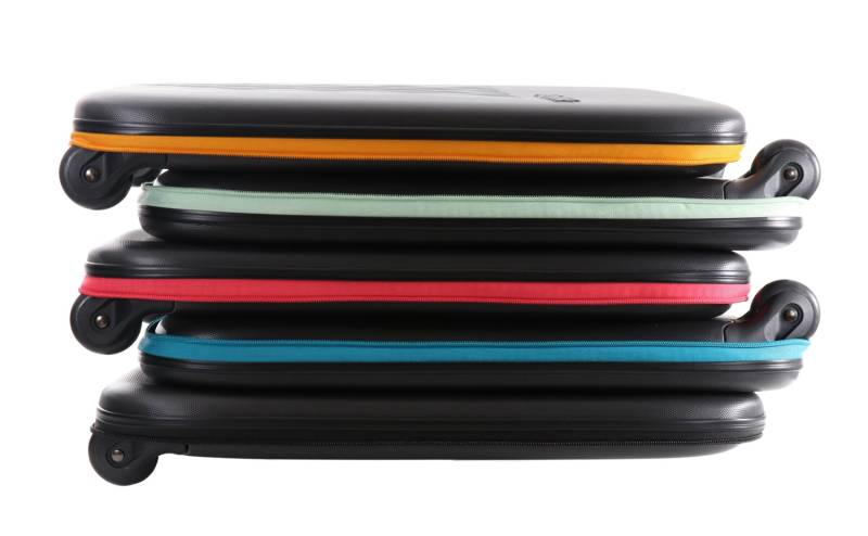 Чемодан складной Rollink Earth 55x40x20 см, 2 колеса, черный/оранжевый