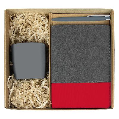 Набор подарочный Solution Prestige Trio ( ежедневник Flexy Treviso Nuba Sand Color, кружка Casa Grande Lupin Soft, ручка Zorro),  с красным