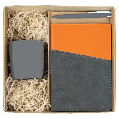 Набор подарочный Solution Prestige Trio ( ежедневник Flexy Smart Porta Nuba Latte, кружка Casa Grande Lupin Soft, ручка Zorro),  с оранжевым