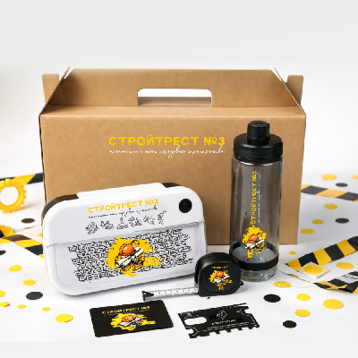 Набор подарочный Solution Everyday Kit Quattro Print Sample  Стройтрест  (мультитул, рулетка, ланч бокс, бутылка для воды)