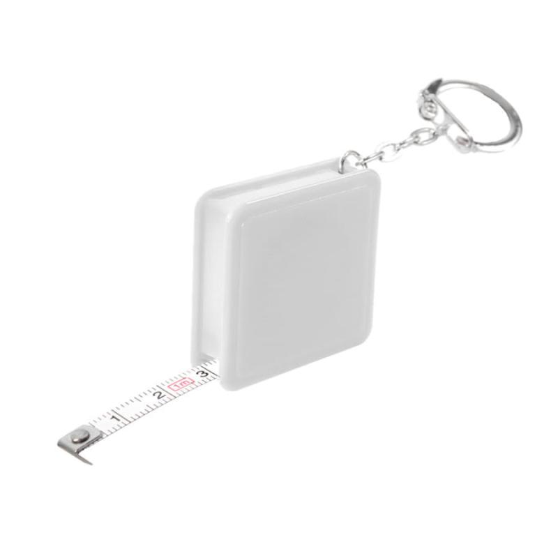 Брелок-рулетка (1 м), белый, 4х4х1 см, пластик
