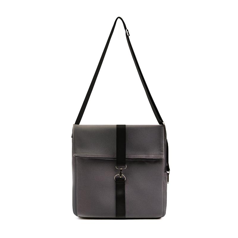 Шоппер Superbag Companion, с тремя отделениями, боковым креплением (карабин) и карманом (серый с черным)