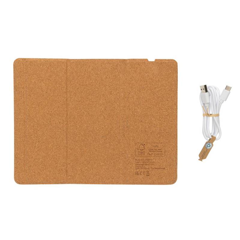 Коврик для мыши Cork с функцией беспроводной зарядки и подставки для телефона, 10 Вт