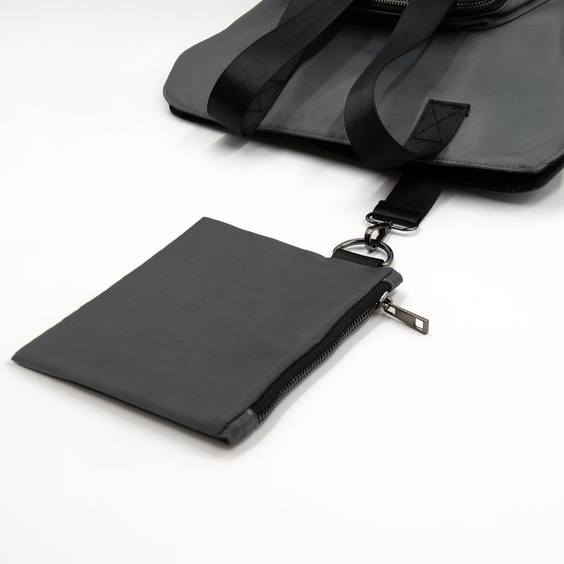 Шоппер Superbag Pocket, с внутренним креплением-карабин и чехлом для мелочей (серый с черным)